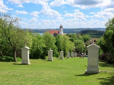 The Tihany Calvary Hill and the Tihany Abbey at Easter - Hungary-stock-photo