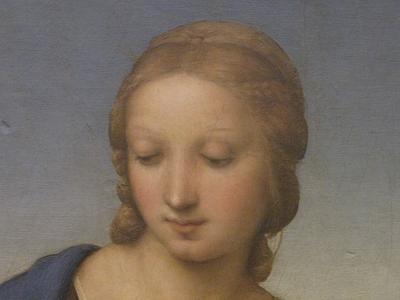Detail Madonna with Child and Little Boy - Raphael - Florence - Uffizi-stock-photo