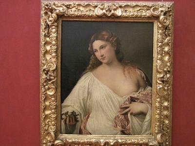 Flora - Titiano - Florence - Uffizi Gallery-stock-foto