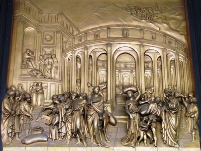 Paradise Gate of the Baptistery of San Giovanni - Florence - Joseph being sold by his brothers-stock-foto