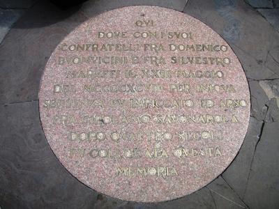 Site of execution of Girolamo Savonarola - Florence - 1498-stock-foto