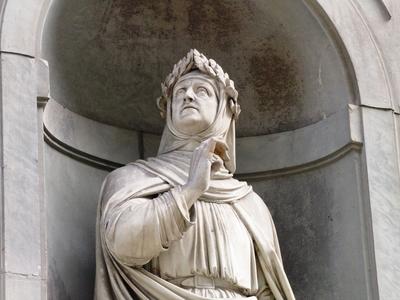 Statue of Grancesco Petrarca - Florence - Firenze - Uffizi Gallery-stock-foto