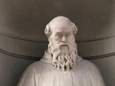 Statue of Guido Aretino - Florence - Firenze - Uffizi Gallery-stock-foto