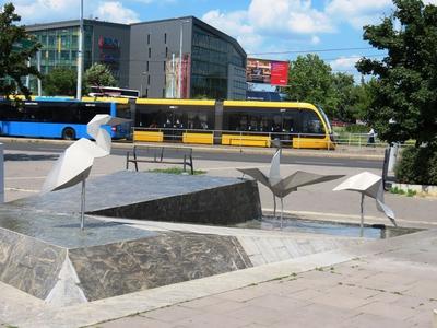 Budapest - Storks fountain on Üllői út-stock-photo