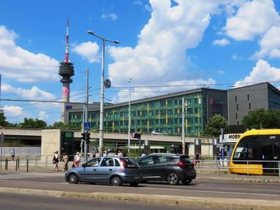 Budapest - Üllői street - TV tower - BDO financial consultation company-stock-photo
