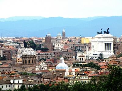 City view of Rome - Albano Mountains - Panorama-stock-foto