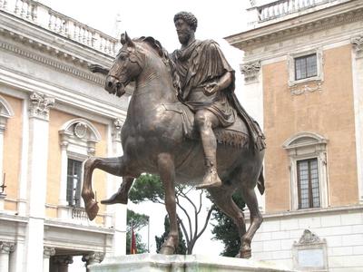 Rome - Marcus Aurelius horse Statue - Capitol-stock-foto