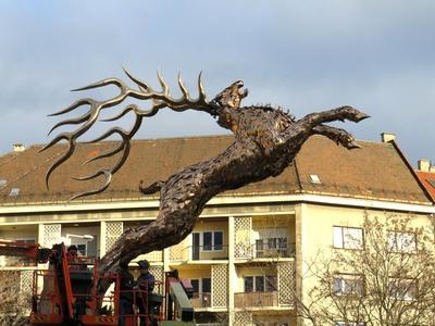 Golden Deer statue - Budapest - Legend og Wonder Deer-stock-photo