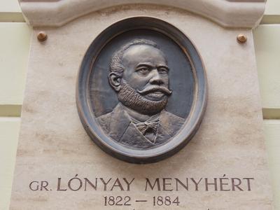 Memorial plaque of count Lónyay Menyhért - Budapest-stock-foto