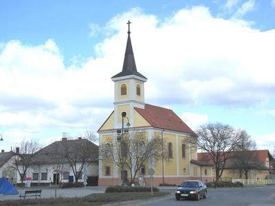 Bugyi, 2010. m?rcius 14.A bugyi Szent Adalbert katolikus templom (XVIII. szd.).-stock-foto