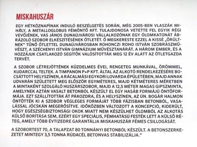 Hungarian descriiption of Michael the Hussar Statue HIstory-stock-foto