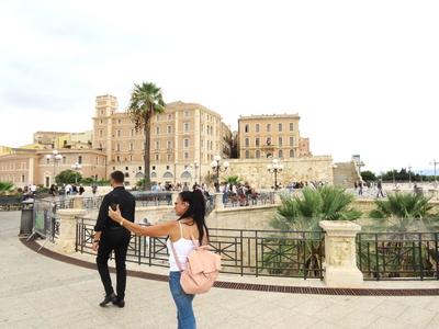 The bastion of Saint Remy in Cagliari - Sardinia - Italy-stock-foto