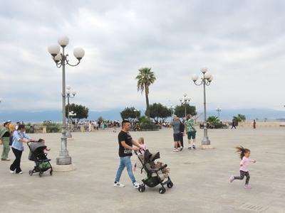 People walking on the bastion of Cagliari Saint Remy - Sardinia - Italy-stock-foto
