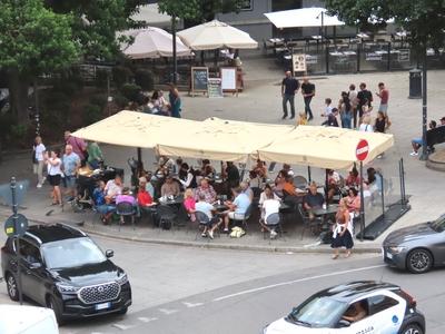 Cagliari - Cafe terrace under the bastion of Saint Remy - Sardinia - Italy-stock-foto