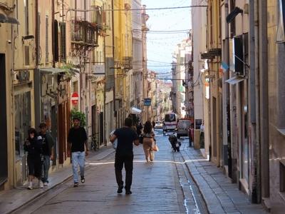 Sassari .- Sardinia - Corso Vittorio Emanuele II - Italy-stock-foto