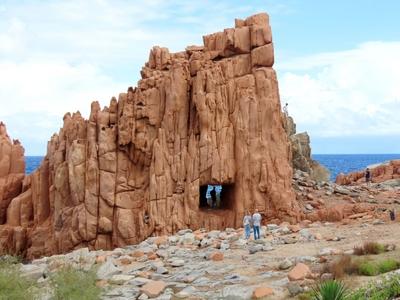 Tourists on the rocky beach of Arbatax - Sardinia - Italy-stock-foto
