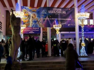 Budapest - Lumina Park in Palatinus on Margaret Island - Magical lights with musical background-stock-foto