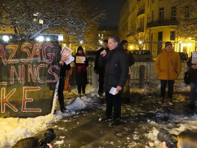 Schiffer András - Demonstration of solidarity with Venezuela - Budapest-stock-foto