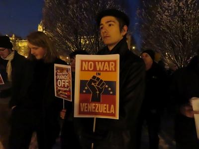 Solidarity demonstration with Venezuela - US agression - Budapest-stock-foto