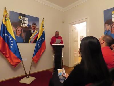 José Ramón Rivero González, Venezuela's ambassador to Hungary - Budapest - Solidarity Movement with Venezuela-stock-foto