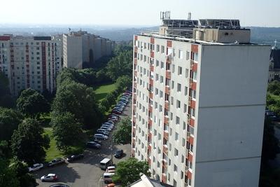 Panelházak Gazdagréten-stock-foto