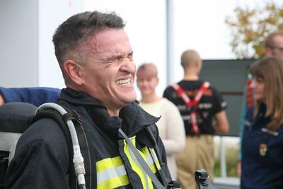 Országos Tűzoltó Lépcsőfutó Bajnokság Budapesten-stock-foto