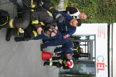 Országos Tűzoltó Lépcsőfutó Bajnokság Budapesten-stock-foto