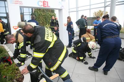 Országos Tűzoltó Lépcsőfutó Bajnokság Budapesten-stock-foto
