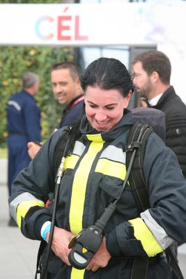 Országos Tűzoltó Lépcsőfutó Bajnokság Budapesten-stock-foto