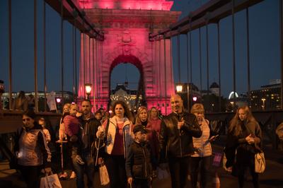 Pink light painting for breast cancer awareness-stock-photo