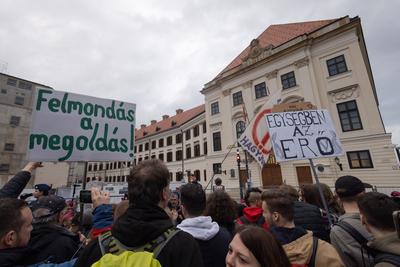 Teacher protest in Budapest-stock-foto