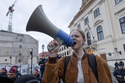 Teacher protest in Budapest-stock-foto