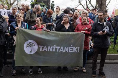 Teacher protest in Budapest-stock-foto