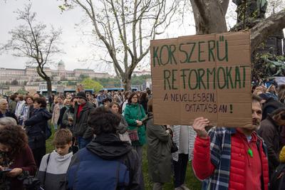 Teacher protest in Budapest-stock-foto