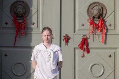 Hungarian mothers protest in Budapest-stock-foto