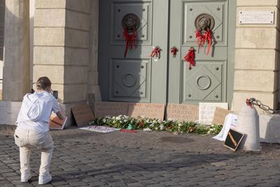 Hungarian mothers protest in Budapest-stock-foto