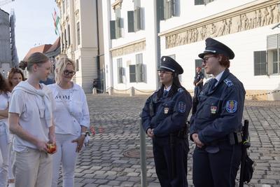 Hungarian mothers protest in Budapest-stock-foto