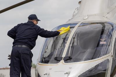 Police helicopter flight near lake Balaton-stock-foto