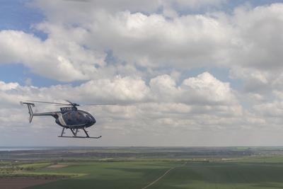 Police helicopter flight near lake Balaton-stock-foto
