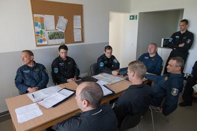 Police helicopter flight near lake Balaton-stock-foto
