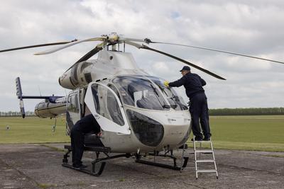 Police helicopter flight near lake Balaton-stock-foto