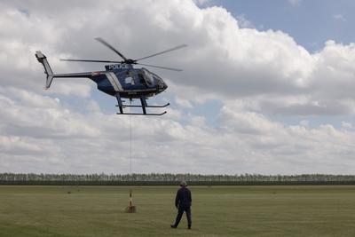 Police helicopter flight near lake Balaton-stock-foto