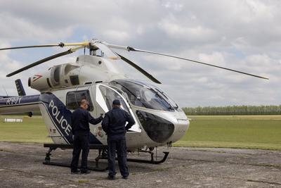 Police helicopter flight near lake Balaton-stock-foto