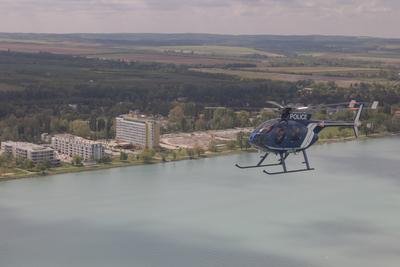 Police helicopter flight near lake Balaton-stock-foto
