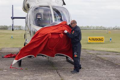 Police helicopter flight near lake Balaton-stock-foto
