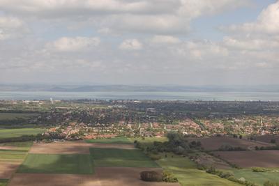 Police helicopter flight near lake Balaton-stock-foto