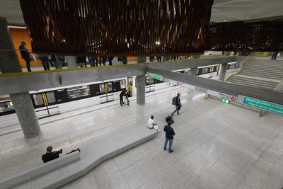 M3 underground line partial restart press conference in Budapest-stock-foto