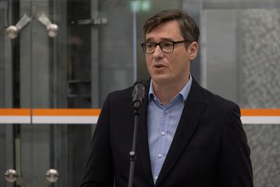 M3 underground line partial restart press conference in Budapest-stock-foto