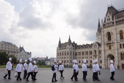 Cook procession in Budapest-stock-photo