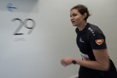 Stair running competition in MOL Campus tower in Budapest-stock-photo